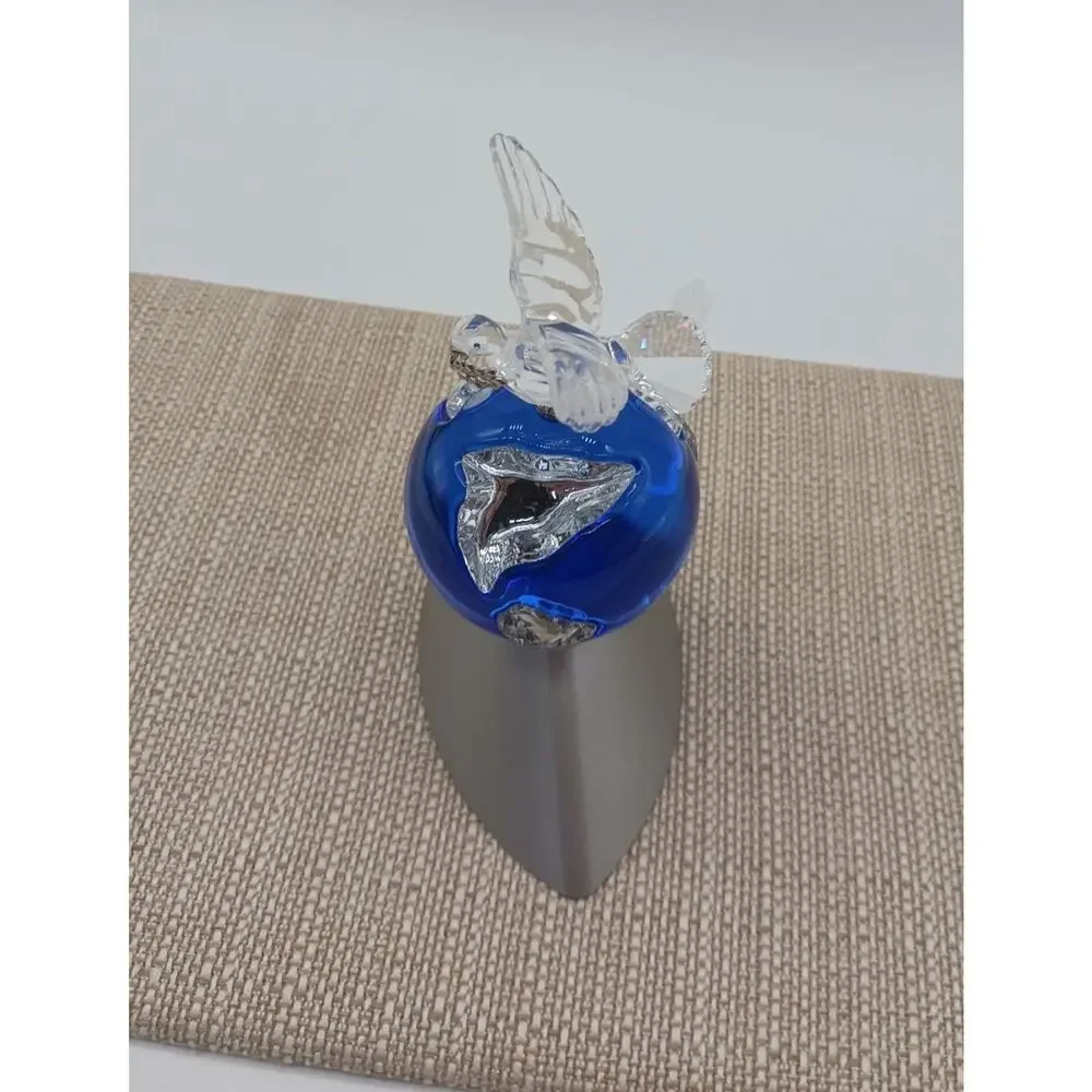 Swarovski Crystal Planet Vision 2000 Dove Globe Sculpture Figurine Box COA
